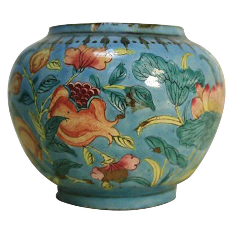 Pot chinois en métal émaillé du XIXe siècle en vente
