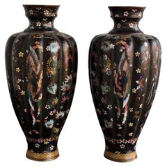 Antique Pair of Chinese Cloisonne Vases, 19th Century