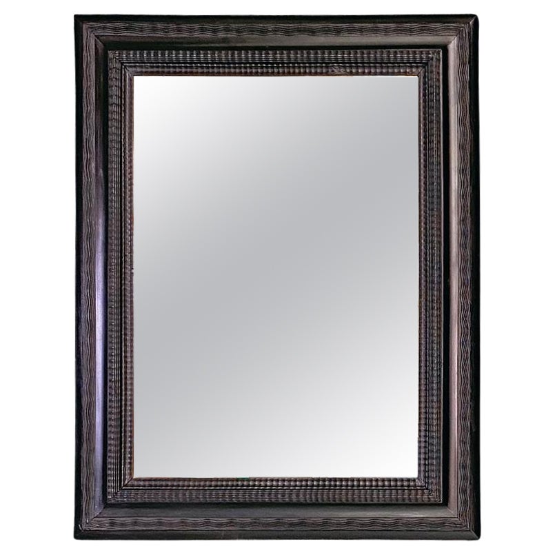 Italian Antique Medium Size, Rectangular, Guillochè Wall Mirror, 1930s