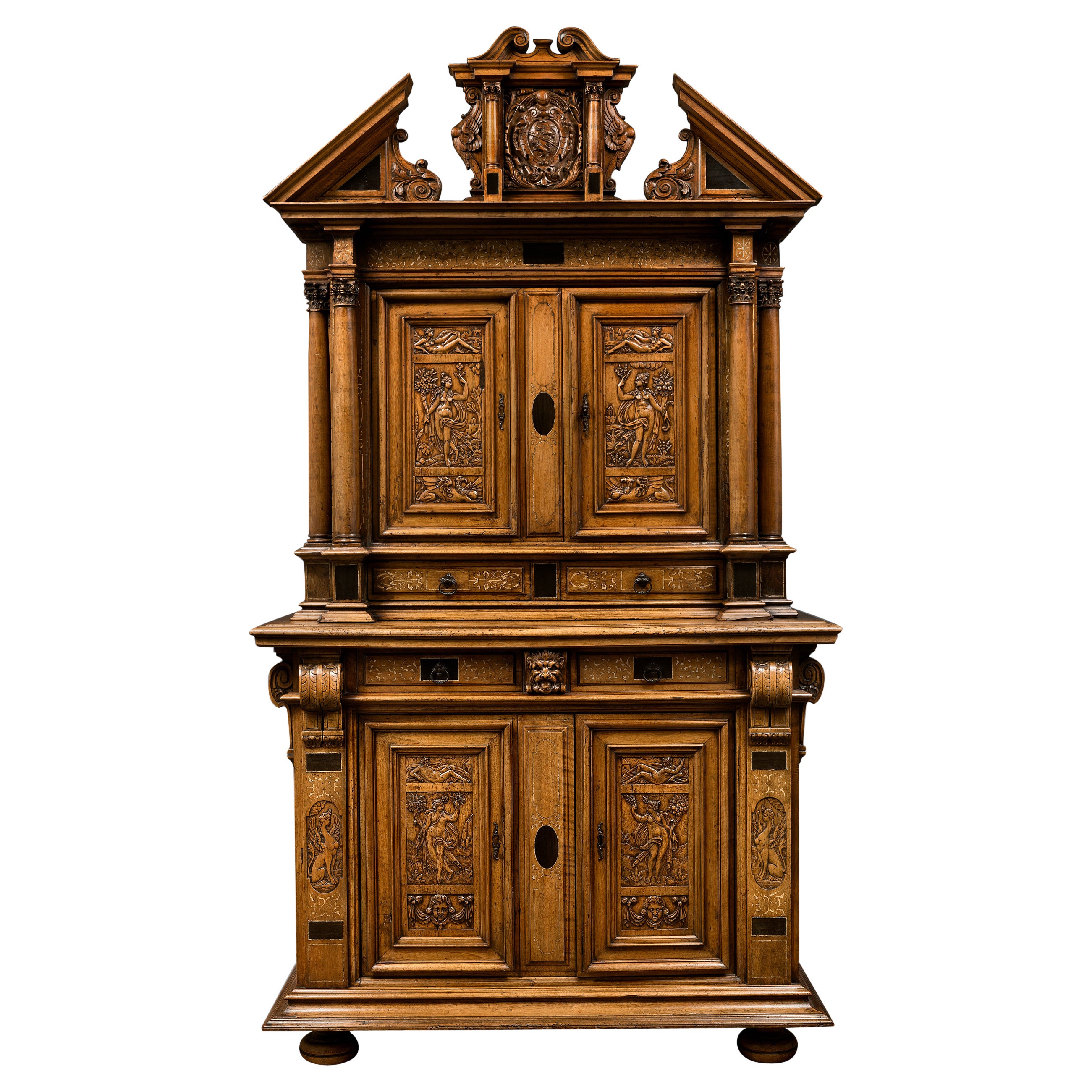 Fontainbleau Renaissance Cabinet Bearing the Dodieu’s Family Coat-of-arms For Sale