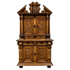 Used Fontainbleau Renaissance Cabinet Bearing the Dodieu’s Family Coat-of-arms