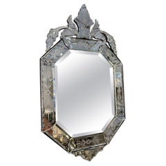 Antique Ornate Octagonal Venetian Mirror, circa 1920s-1930s, France