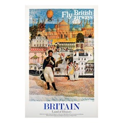 Original Retro Travel Poster Britain Land Of History British Airways Brighton