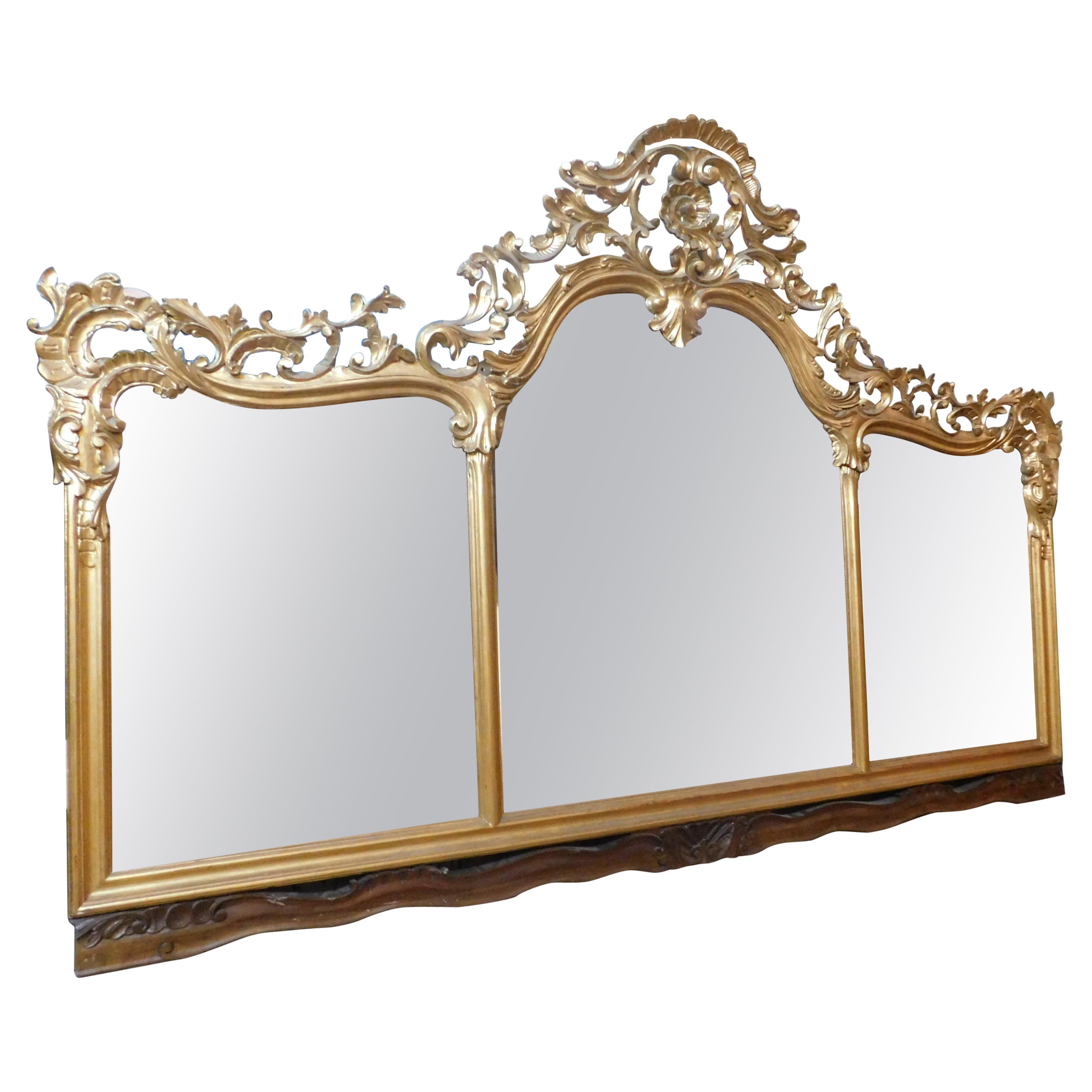 Long Vintage Golden Mirror, 20th Century Italy For Sale
