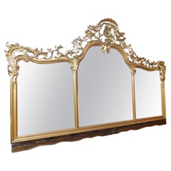 Long Vintage Golden Mirror, 20th Century Italy