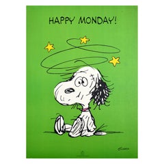 Original Vintage Poster Happy Monday Snoopy Dog Cartoon Design Schulz Comic Art