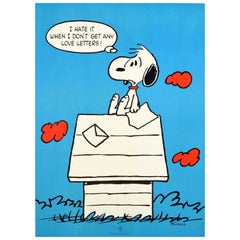Affiche vintage d'origine « I Hate It When I Don't Get Any Love Letters Snoopy Dog » (Je n'achète que des lettres d'amour)