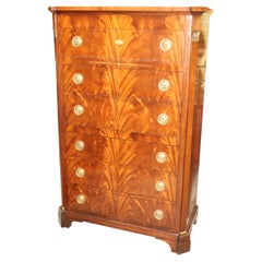 Flame Mahogany Baker French Empire Style Gentleman's Dresser with Watch Tray