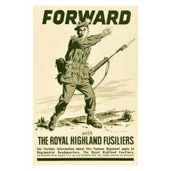 Original Vintage Military Poster Forward The Royal Highland Fusiliers Regiment