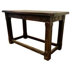 Arts and Crafts Gothic Carved Oak Table