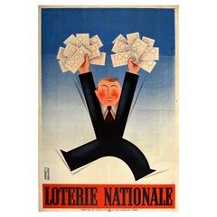 Affiche rétro originale de la Loterie Nationale 1000 Francs, Lotterie nationale de France