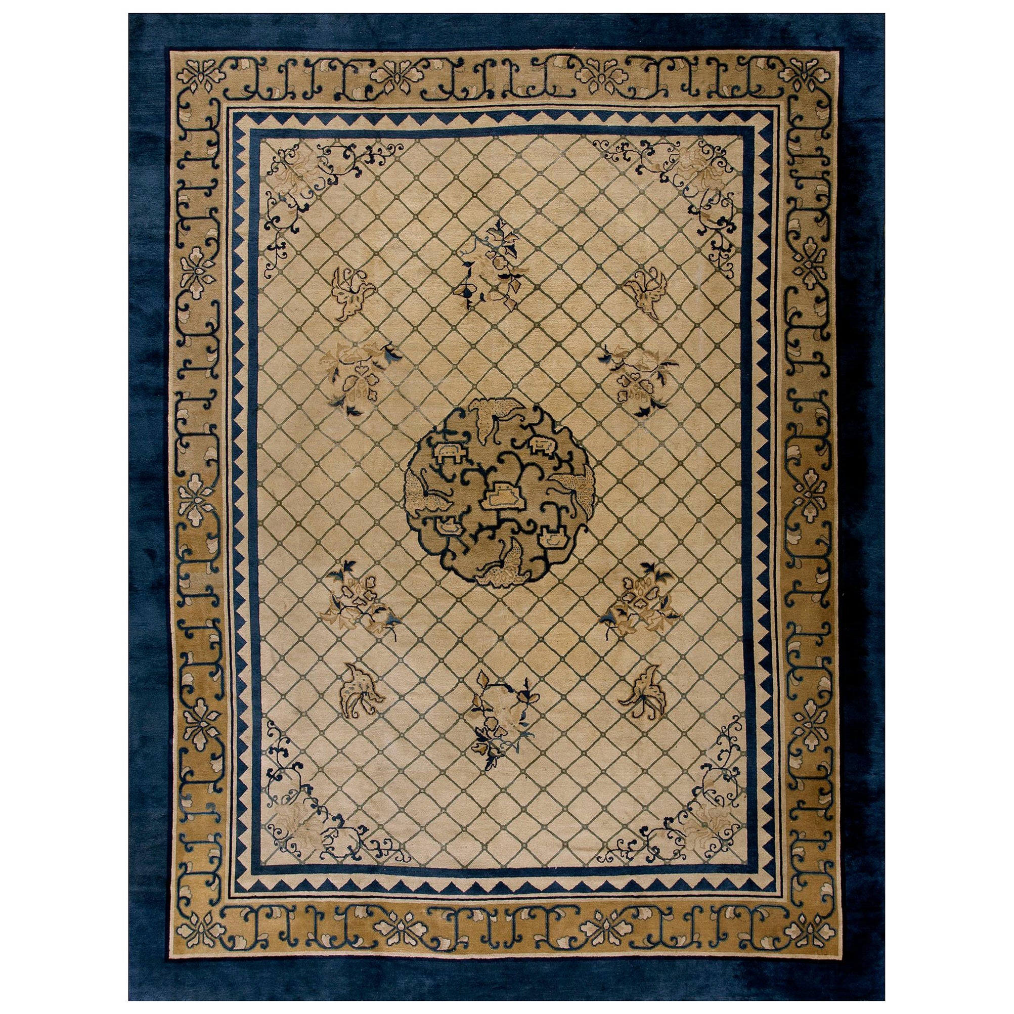 19th Century Chinese Peking Carpet ( 9' x 11'8"- 275 x 355 ) For Sale
