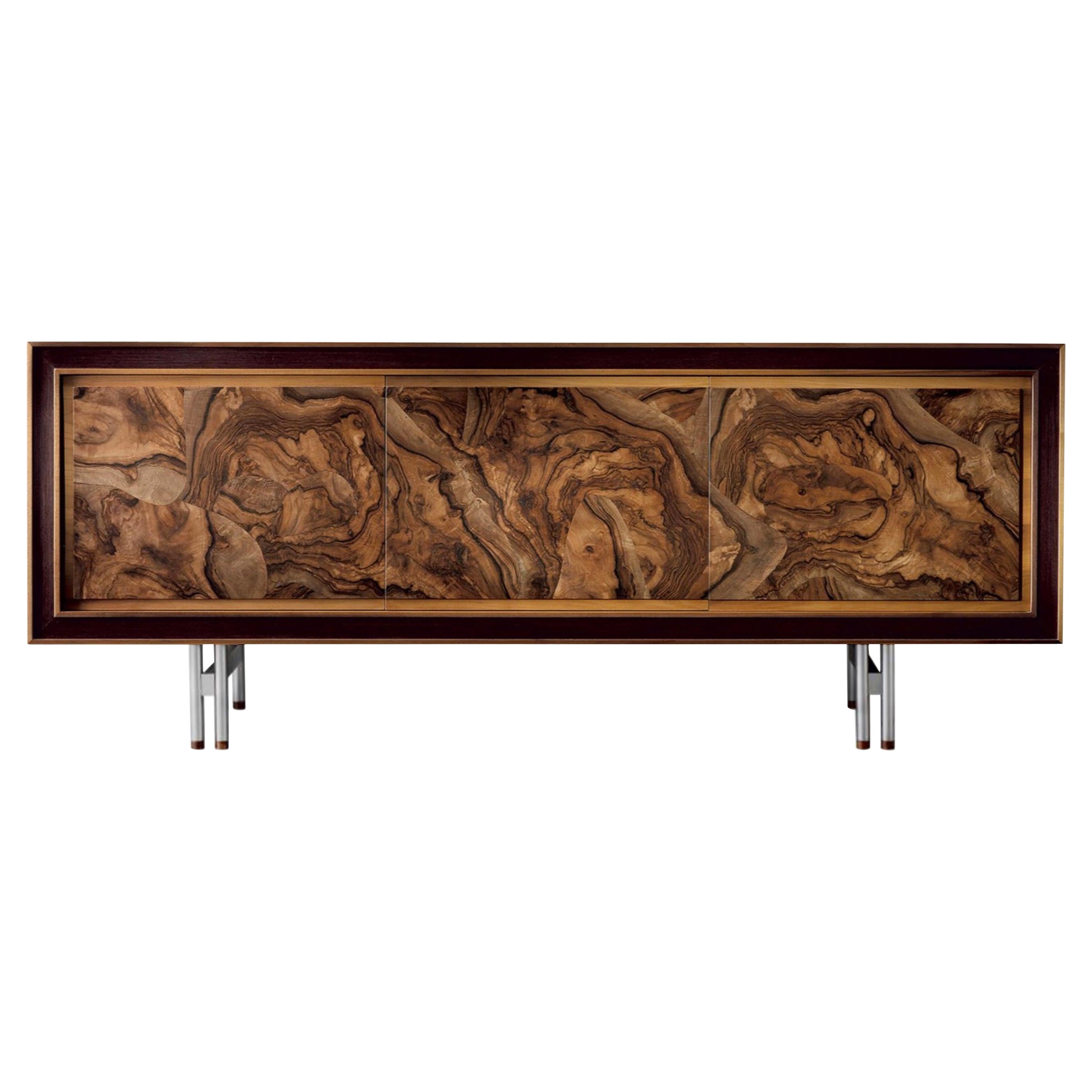 Quadra Solid Wood Sideboard, Walnut, Briar in Natural Finish, Contemporary