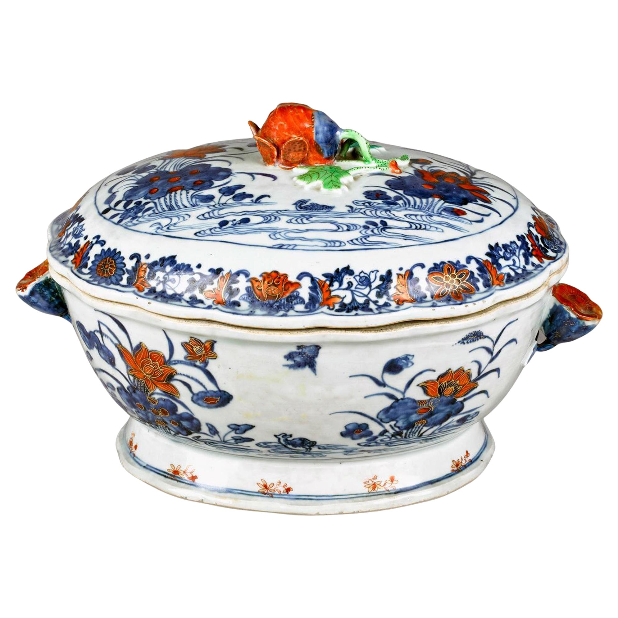 Sopera y tapa de porcelana china de exportación Imari del siglo XVIII en venta
