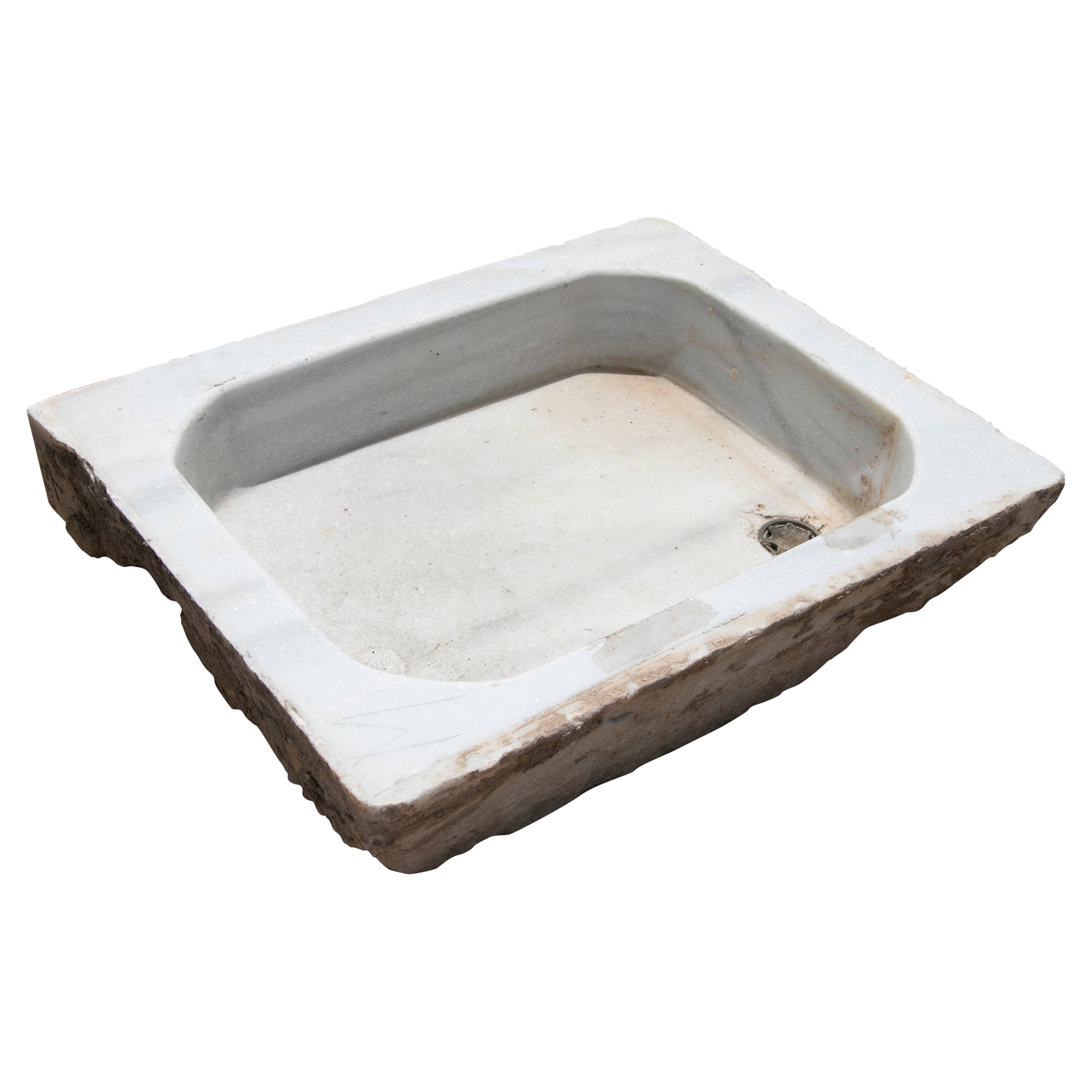 19th Century Antique Spanish White Marble Sink For Sale