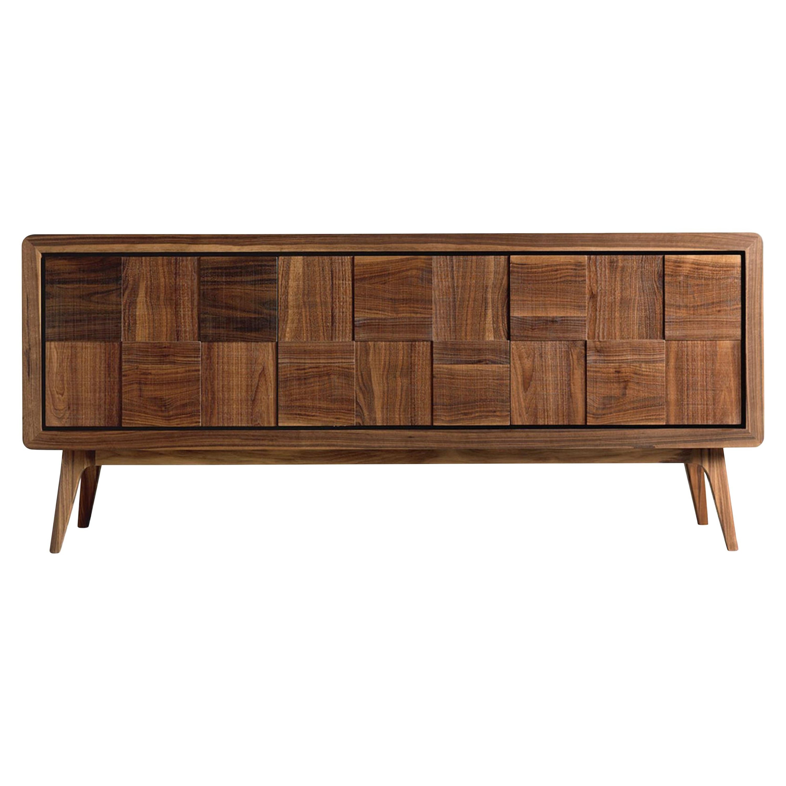 Artes Quadro Solid Wood Sideboard, Walnut Natural Finish, Contemporary For Sale