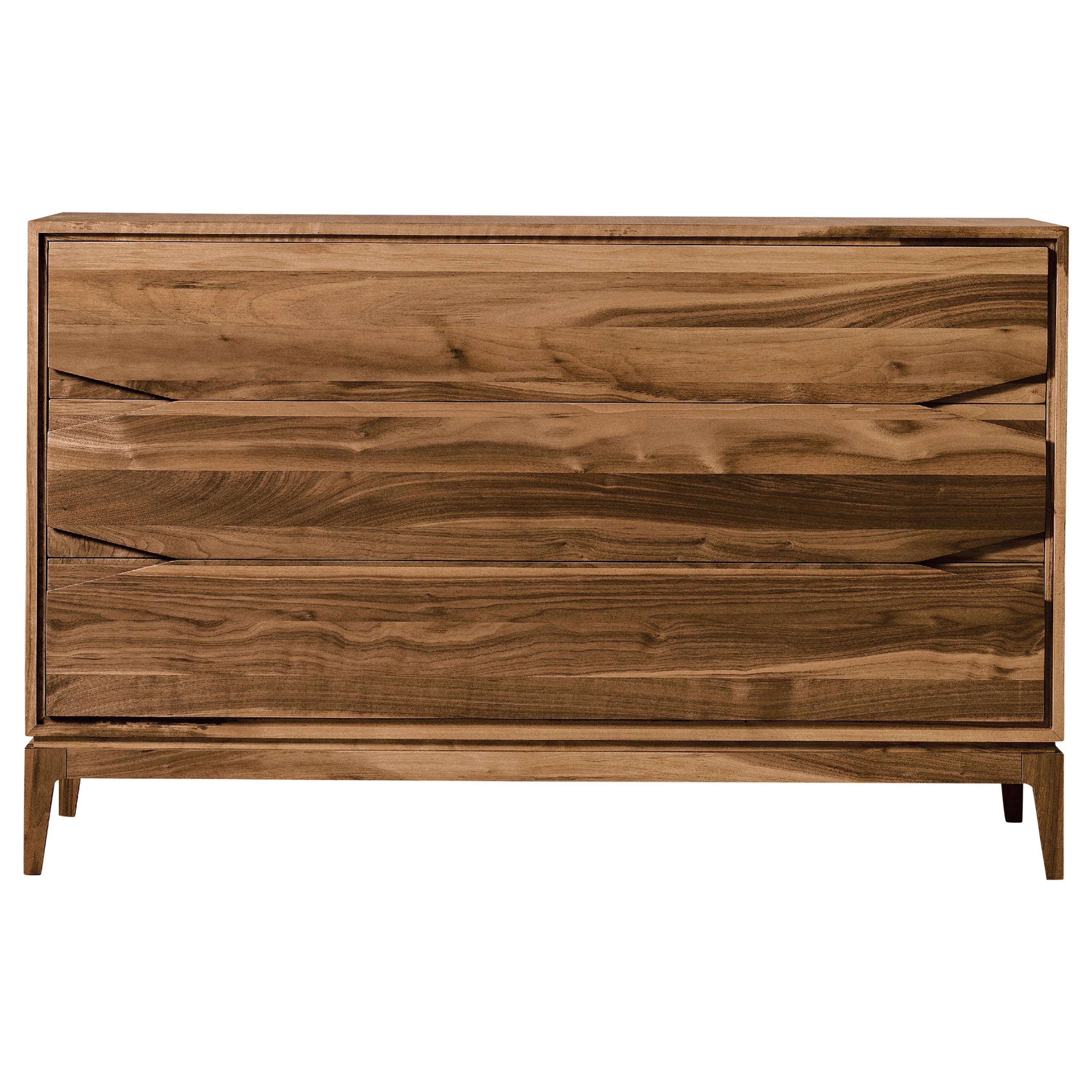 Base Solid Wood Dresser, Walnut in Hand-Made Natural Finish, Contemporary For Sale