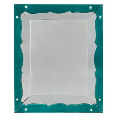 A 1950s Green Glass Border Mirror 
