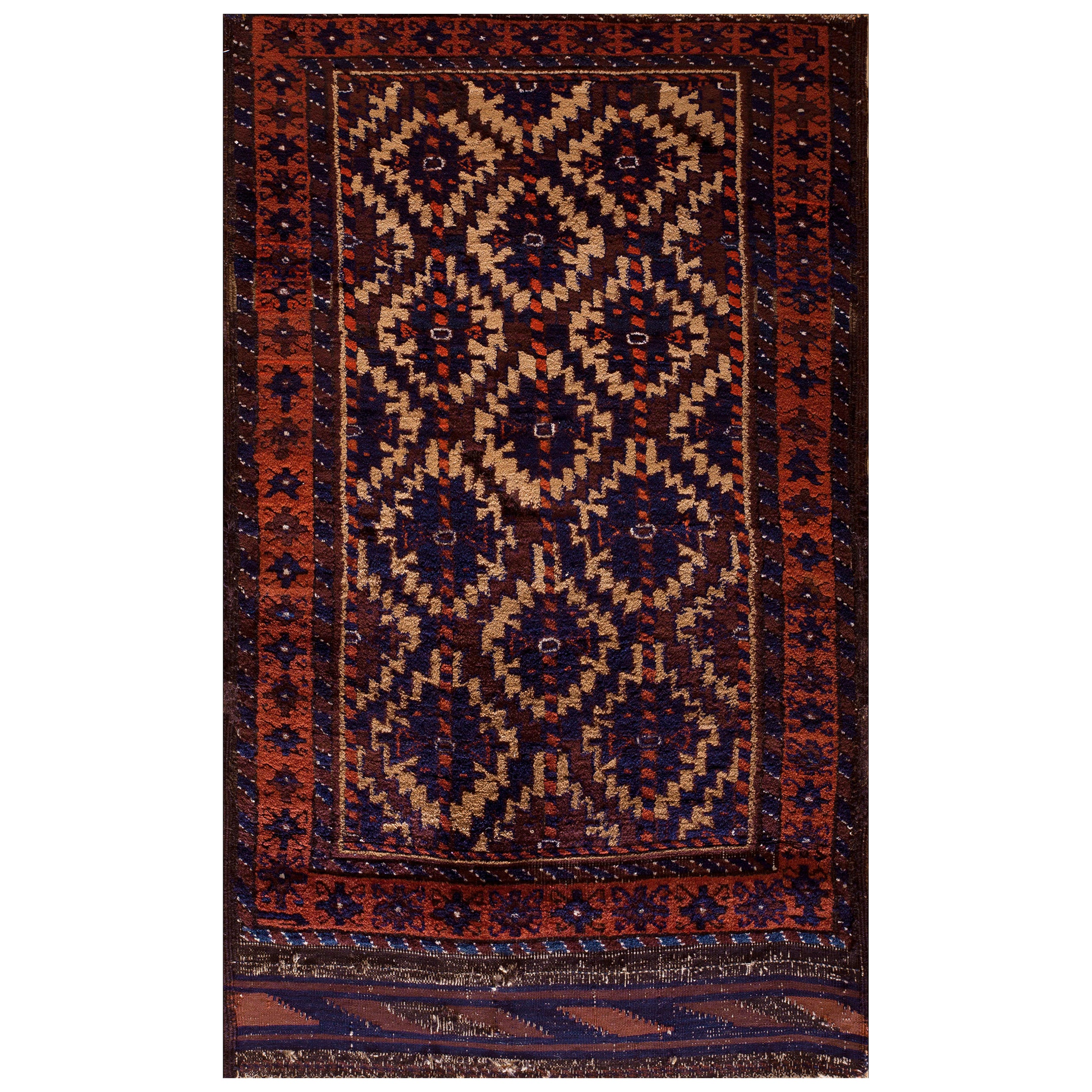 Late 19th Century Baluch Carpet ( 2'7" x 4' 1" - 78 x 124 cm )  For Sale