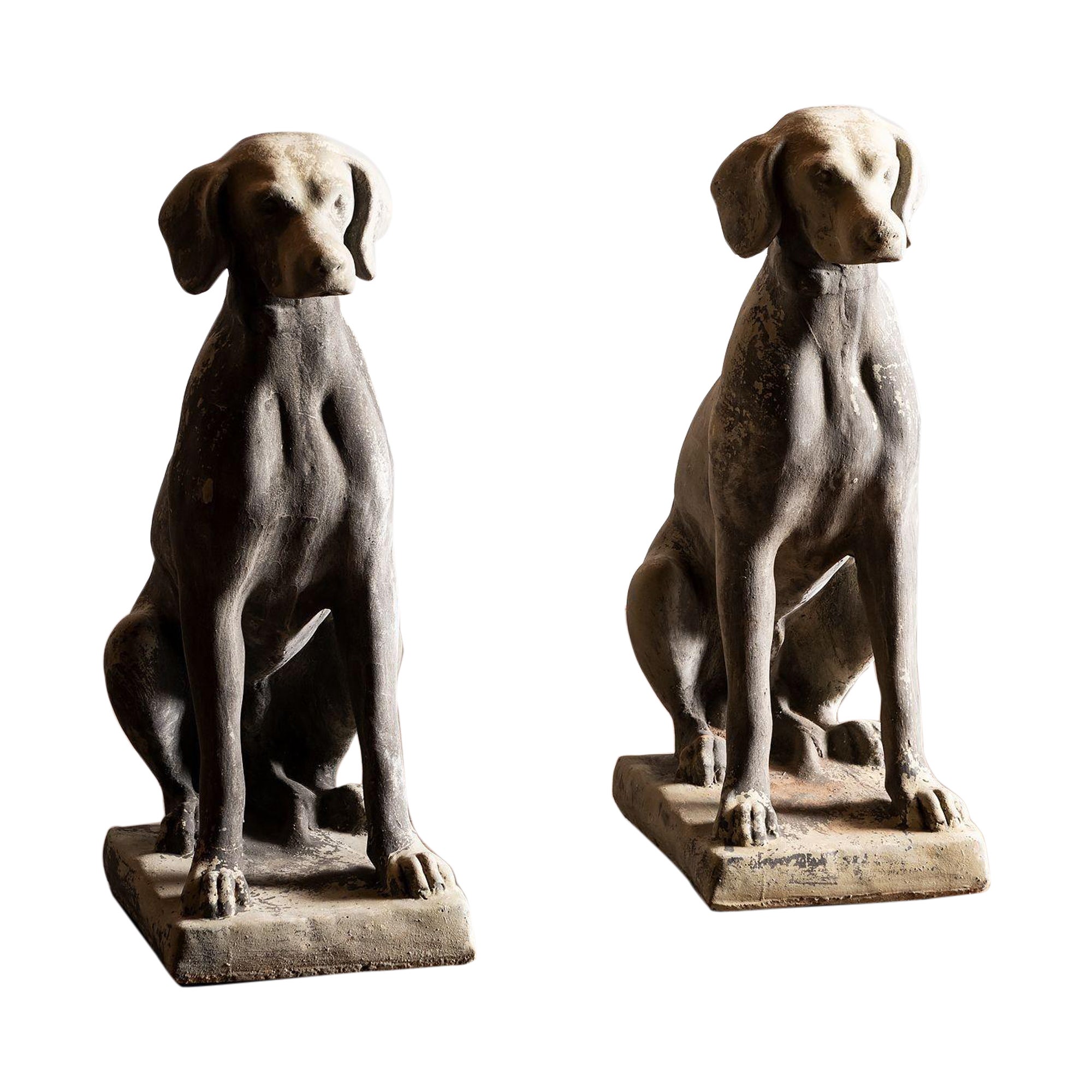 Pair of Cast Concrete Dogs, 20th Century