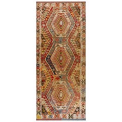 Türkischer Flachgewebe-Teppich aus der Mitte des 20. Jahrhunderts ( 6'2" x 15'2") - 188 x 462)