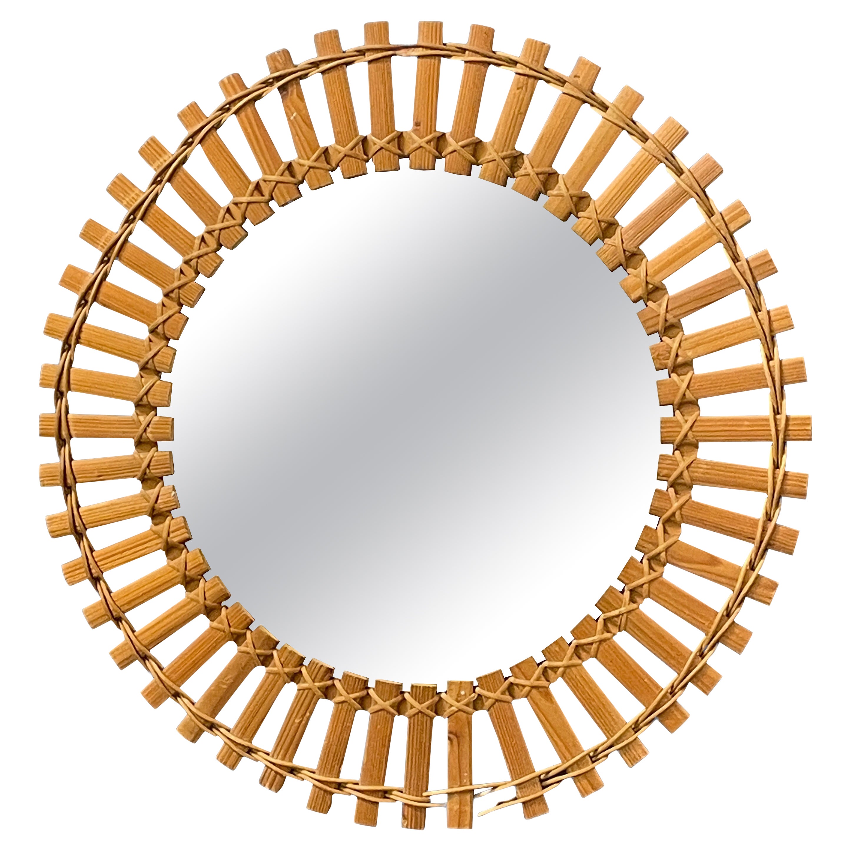 Oval Mid-Century Modern Handcrafted Braided Rattan Mirror, Germany ...