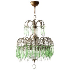 Mid 20th Century Century Palme Chandelier Lamp Glass Drops