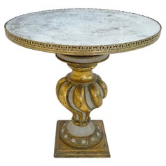 Painted and Parcel Gilt Italian Side Table with Mirrored Top and Gallery