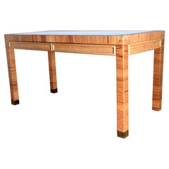 Wicker Rattan Two Drawer Desk, Circa 1970