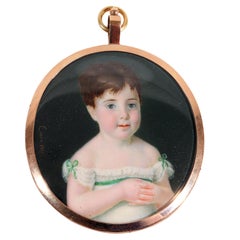 Antique Portrait Miniature of a Young Girl, Signed Corno 1817