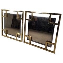 Pair of brass and chrome mirrors by Belgochrom, 1970s