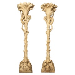 Pair of French Torchieres or Floor Lamps with Monkeys Attributed to Serge Roche