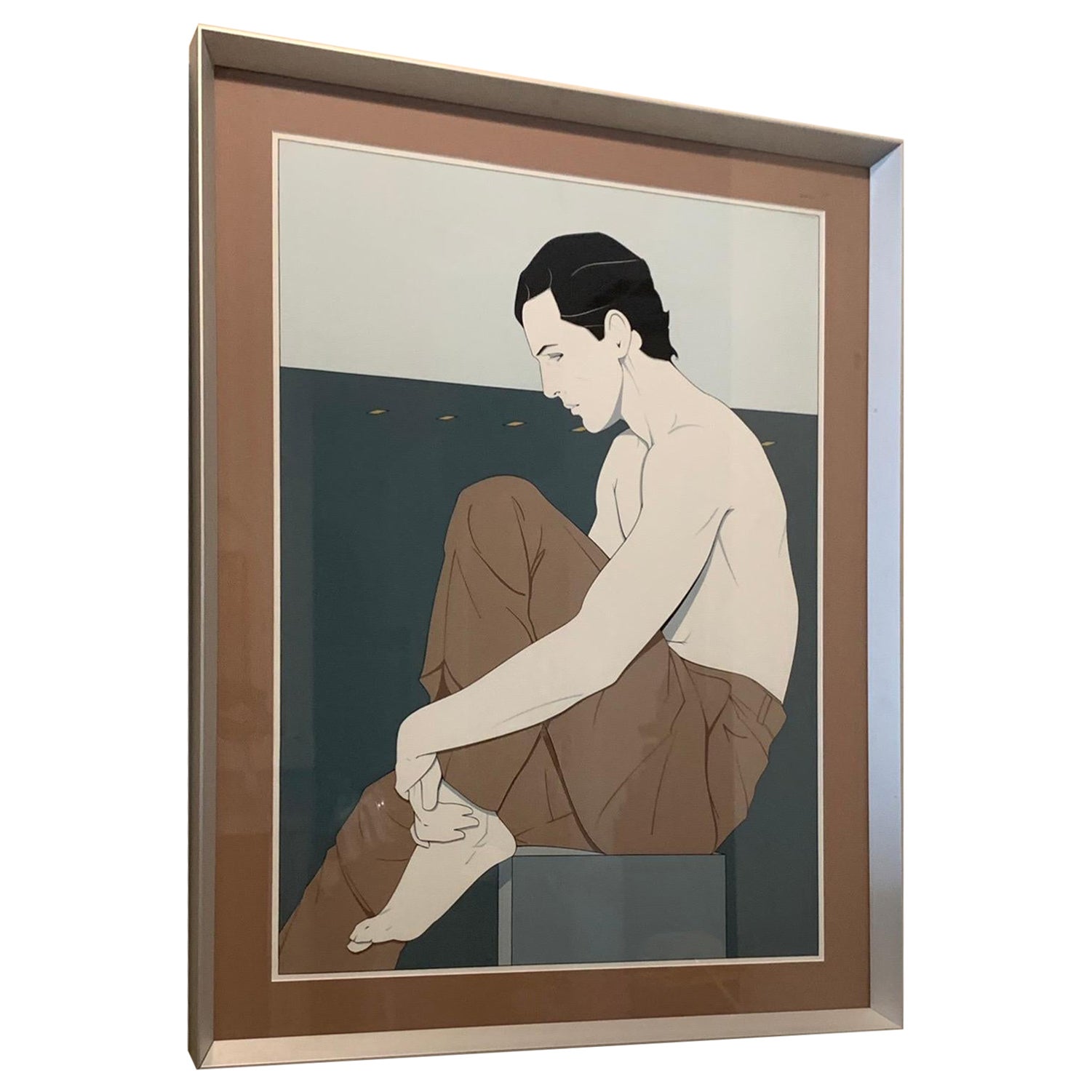 Patrick Nagel Art Rare “Seated Man" Silkscreen, Framed Only 40 Pcs Made For Sale