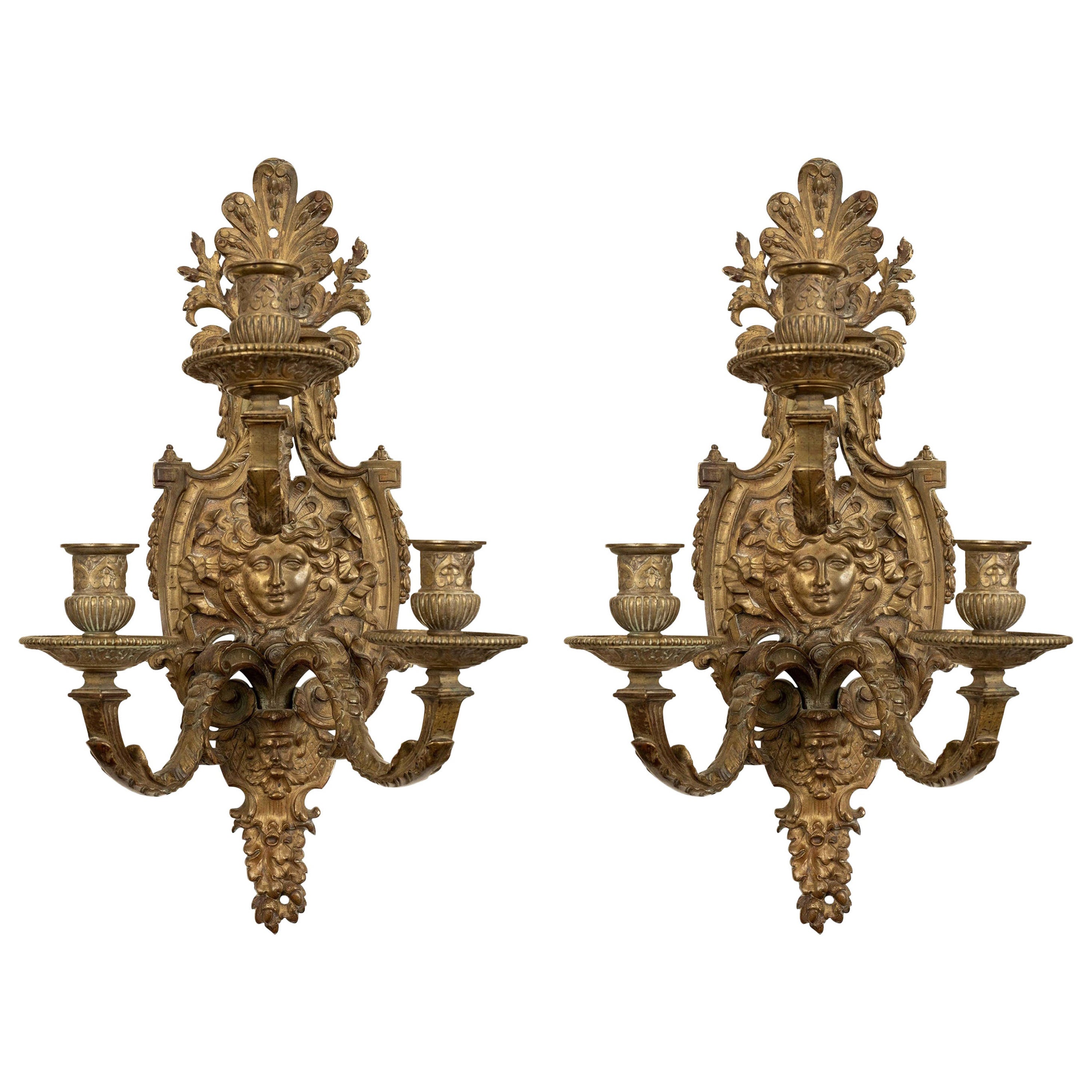 Coppia di sconsiglieri francesi in bronzo in stile Luigi XIV in vendita