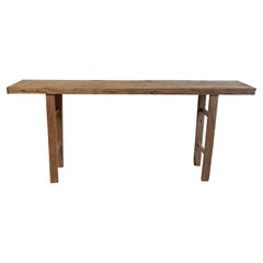 Vintage Long Length Elm Wood Console Table