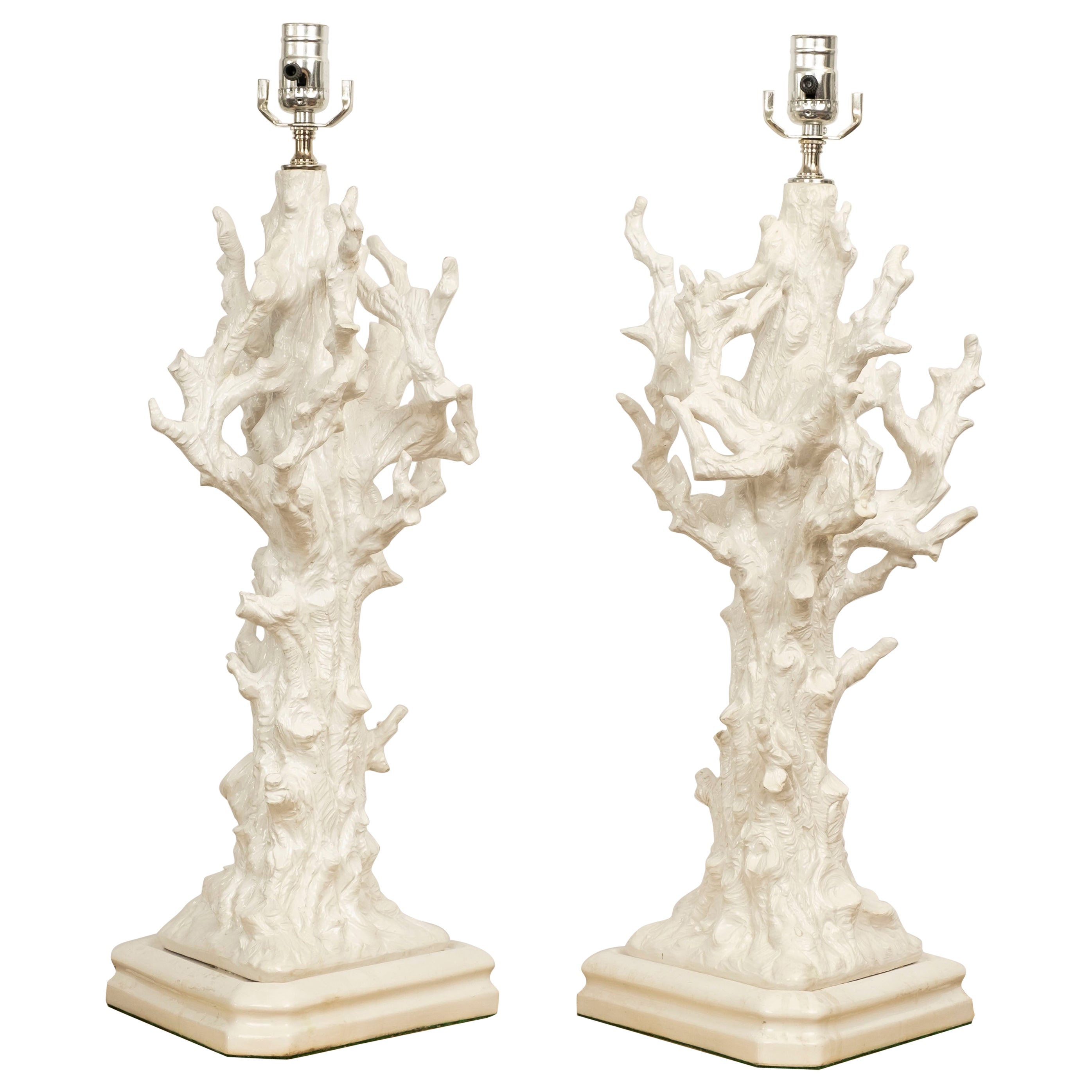 Pair of Faux Brain Coral Lamps at 1stDibs