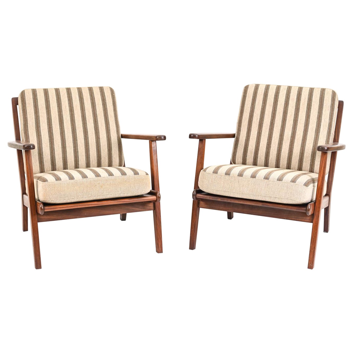 Pair of Danish Lounge Chairs in the Manner of Hans Wegner for GETAMA