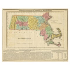 Antique Geographical, Historical and Statistical Map of Massachusetts, 1822
