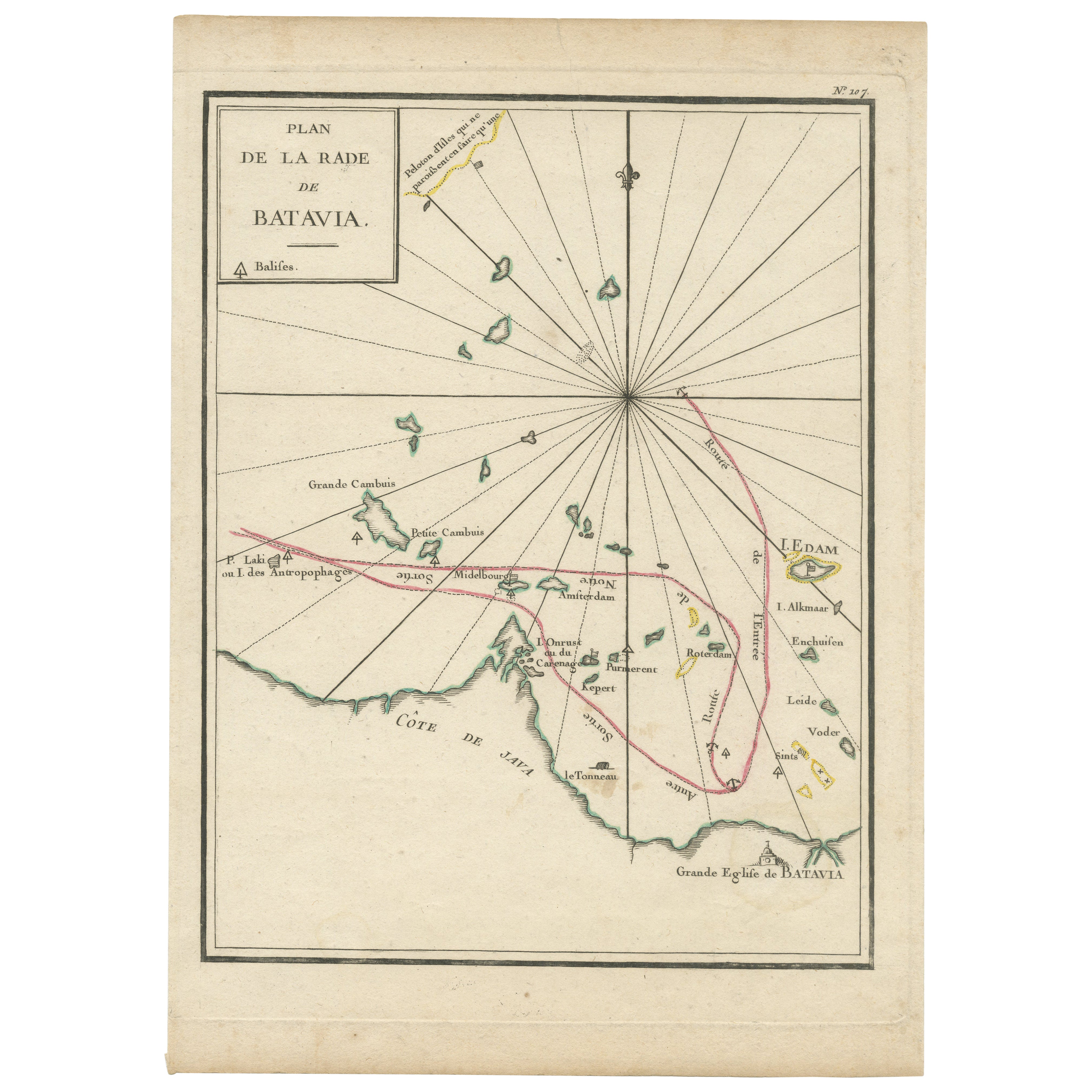 Interesting Map of the Thousand Islands in the Bay of Batavia 'Jakarta', ca.1740