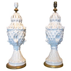1980s Pair of Glazed Ceramic Lamps from Manises 