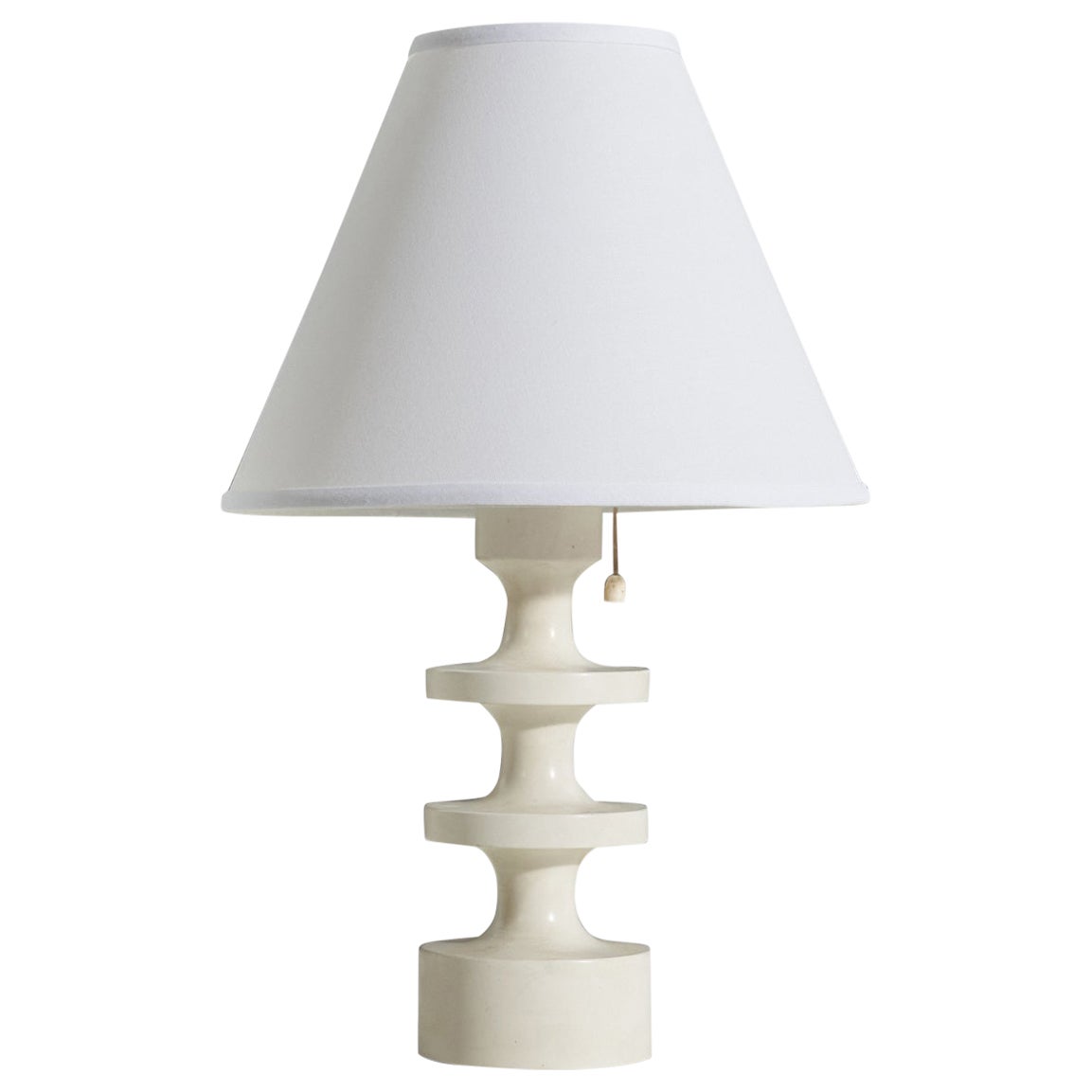 Uno Kristiansson, White Table Lamp, Wood, Luxus, Sweden, 1960s For Sale