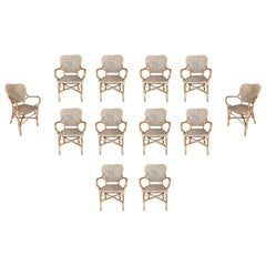 Set of Twelve Handmade Bamboo and Wicker Chairs