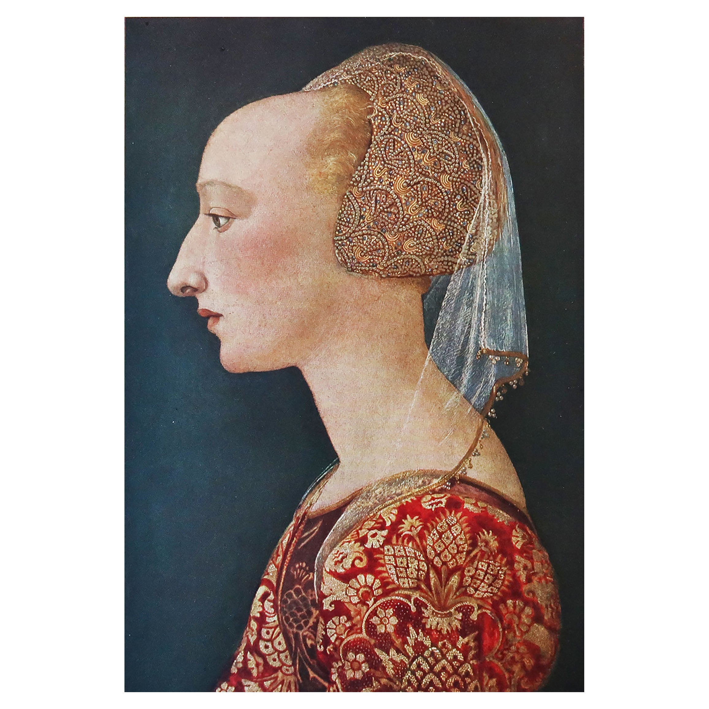 Original Antique Print of a Portrait of a Lady After Paulo Uccello. C.1900 For Sale