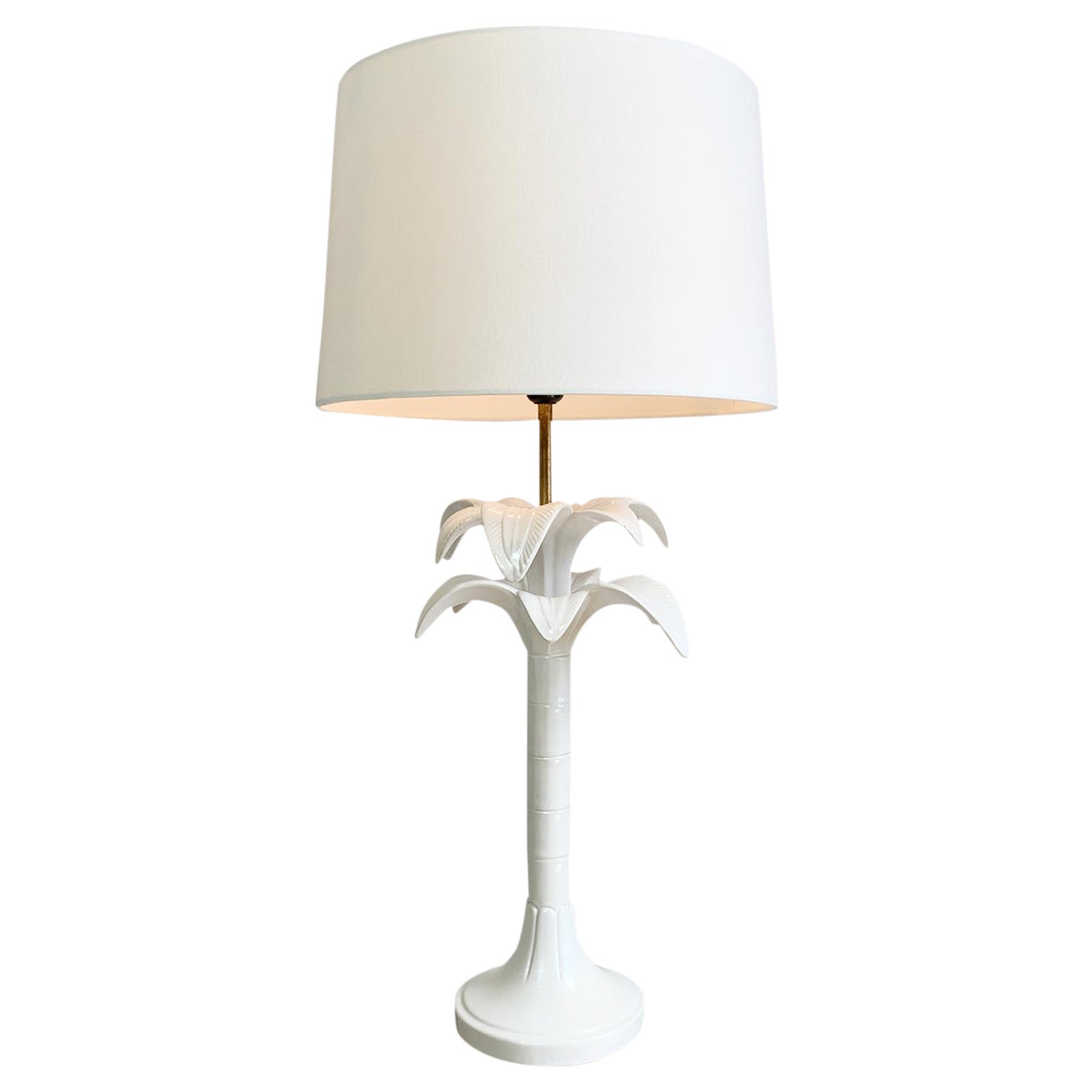 Tommaso Barbi White Palm Tree Ceramic Table Lamp