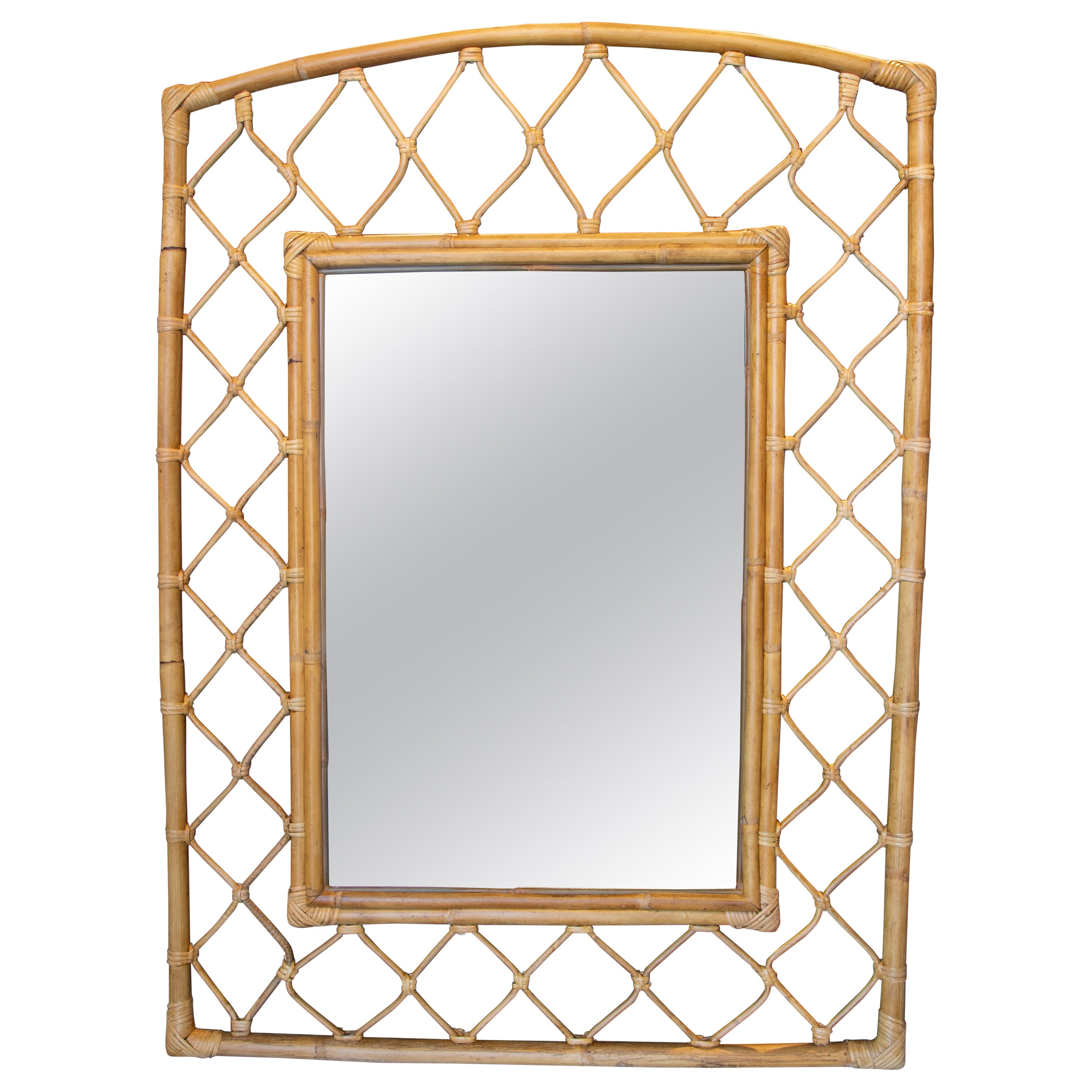 Handmade Bamboo Wall Mirror For Sale