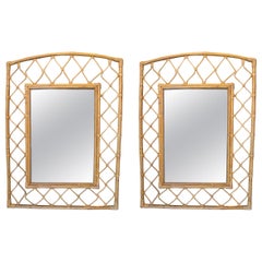 Pair of Handmade Bamboo Wall Mirrors 