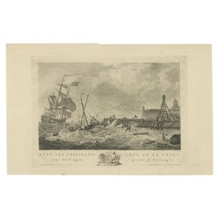Used Print of the Coast of Harlingen, Harbour in Friesland, circa 1780