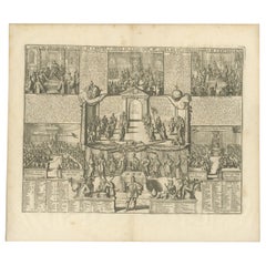 Stampa antica dell'Incoronazione dell'Imperatore di Chatelain, 1732