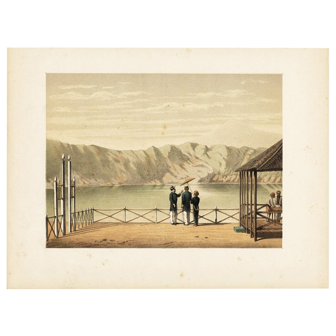 Antique Print of the Crater Lake on Java in Indonesia, 1888 For Sale