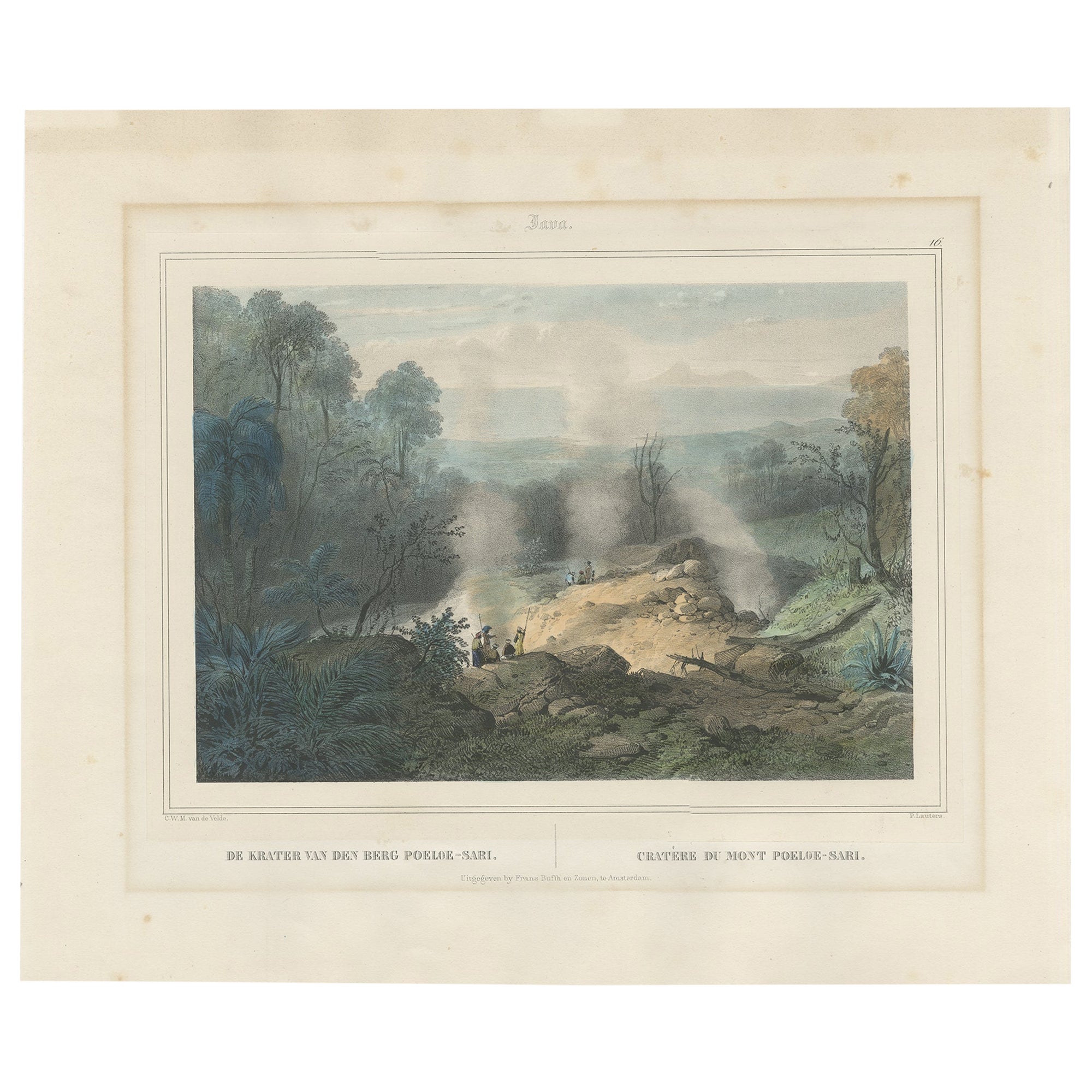 Antique Print of the Crater of Pulu-Sari, Indonesia, c.1845 For Sale